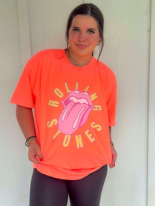 Rolling Stones neon orangs comfort colors tshirt